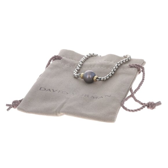 David Yurman Tahitian Pearl Solitaire Necklace 20" Sterling 925 Yellow Gold 18k - Picture 5 of 5